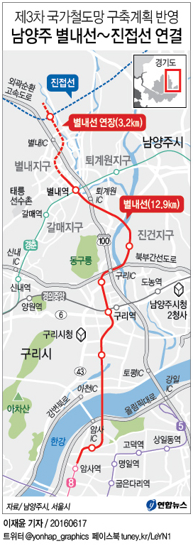 <그래픽> 남양주 별내선~진접선 연결
