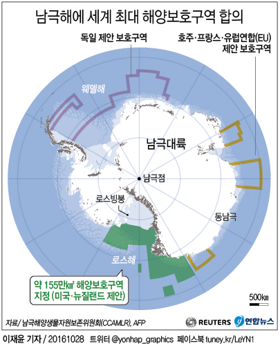 <그래픽> 남극해에 세계 최대 해양보호구역 합의