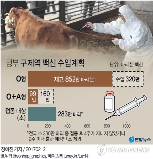 정부, 'O+A형' 구제역 백신 160만 마리분 긴급수입(종합) - 1