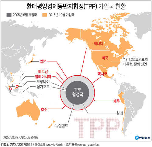 [그래픽] TPP 11개국 "11월까지 TPP 발효 방안 모색"