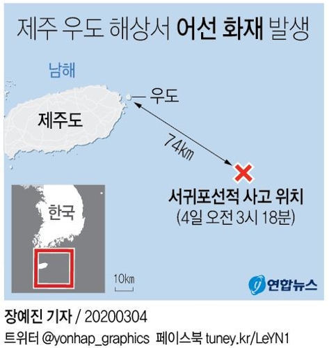 [그래픽] 제주 우도 해상서 어선 화재 발생