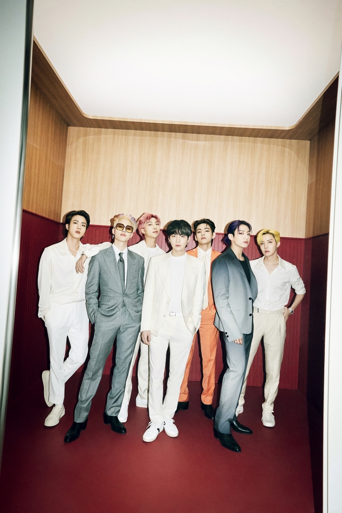 This photo, provided by Big Hit Music, shows K-pop superstars BTS. (PHOTO NOT FOR SALE) (Yonhap)