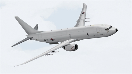 This photo, provided by the Navy, shows the P-8A Poseidon maritime surveillance aircraft. (PHOTO NOT FOR SALE) (Yonhap)