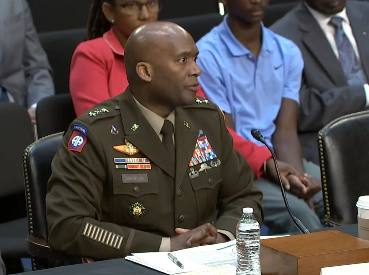Lieut. Gen. Xavier Brunson, the nominee for U.S. Forces Korea commander, speaks during a confirmation hearing of the Senate Armed Services Committee in Washington on Sept. 17, 2024 in this photo captured from a livestream from the committee's website. (PHOTO NOT FOR SALE) (Yonhap)