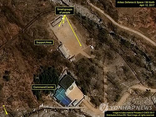 米国の北朝鮮分析サイト「３８ノース」が最近公開した北朝鮮の核実験場の衛星写真（資料写真）＝（聯合ニュース）