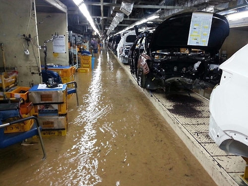 침수된 현대차 울산2공장