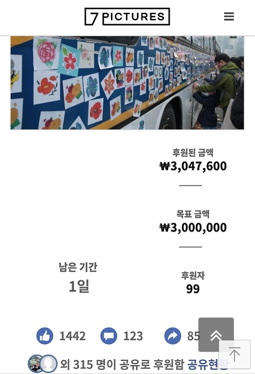 세븐픽쳐스의 '꽃 스티커' 크라우드펀딩