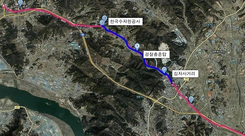 '경찰충훈로'로 명명된 부여 왕릉로 구간(파란색)