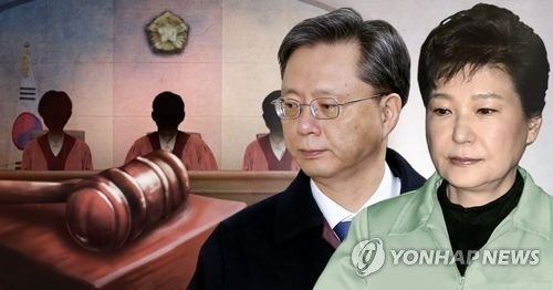 법정서게 될 박근혜 전 대통령(오른쪽)과 우병우 전 수석(왼쪽)
