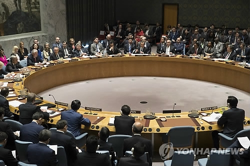 유엔 안보리의 지난달 28일 북핵 대응 장관급회의 전경