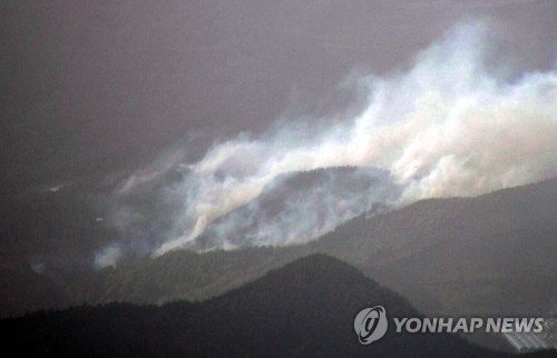 삼척·강릉에 산불, 3㏊ 피해…강풍 속 헬기 진화 중(종합) - 1