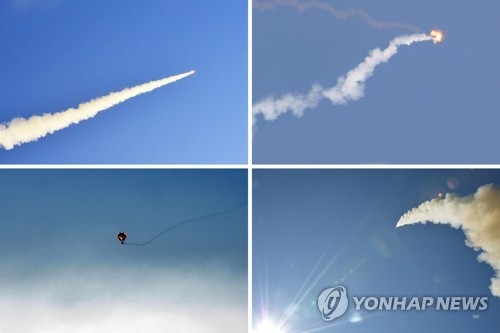 북한이 공개한 KN-06 시험발사 사진