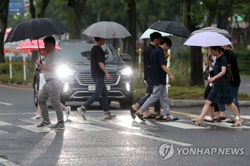 비 내리는 광주 도심