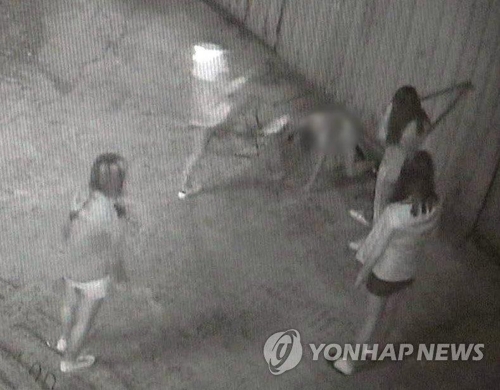부산 여중생 폭행하는 가해자들