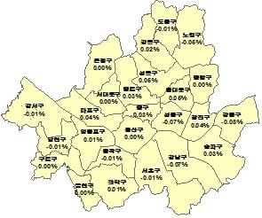 서울 구별 주간 아파트값 변동률