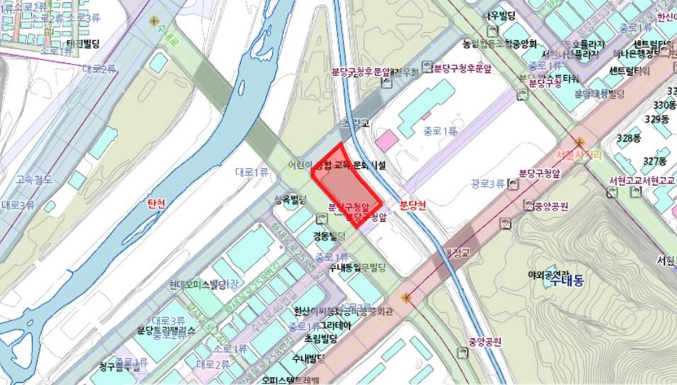 매물로 나온 분당 '펀스테이션' 시설 위치도