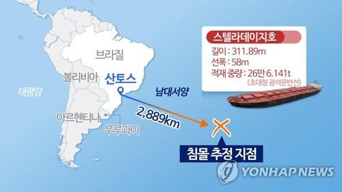 스텔라 데이지호 침몰 추정 지점 지도 (CG)