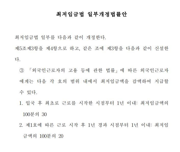 최저임금법 일부개정법률안