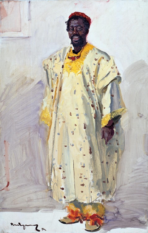 변월룡, 토고인 제자 라이몬드 델라케나, 캔버스에 유채, 100×65cm, 1974