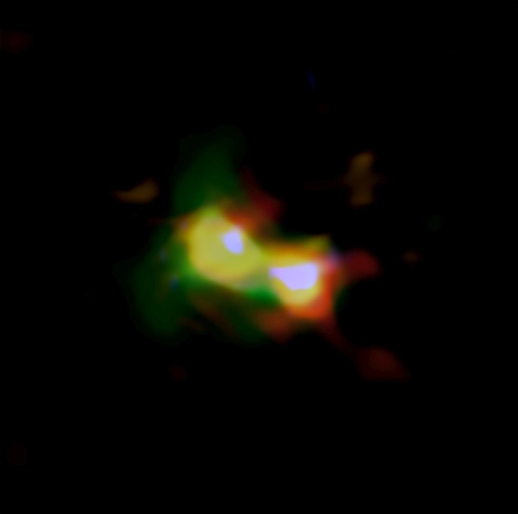 ALMA와 허블망원경으로 포착한 'B14-65666' 합성이미지 