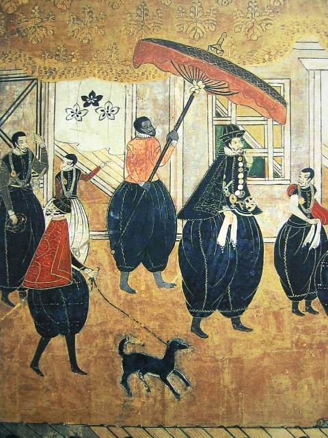 1579년 당시 교토에 도착한 야스케 일행을 그린 그림