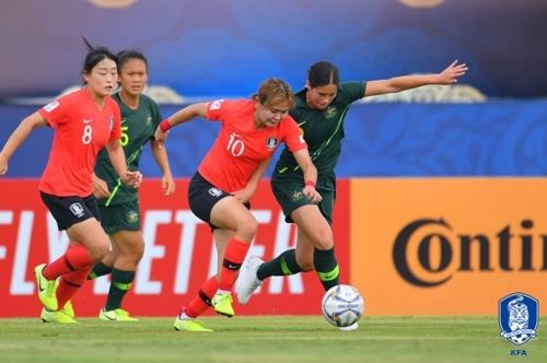 2019년 AFC U-19 여자 챔피언십 한국-호주의 3-4위 결정전 경기 모습.