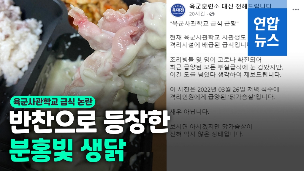 [영상] "취사병이 격리돼서"…육사 급식에 등장한 분홍빛 생닭고기 - 2