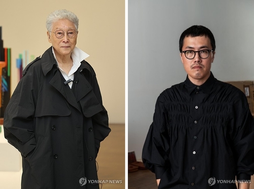 김윤신 작가(왼쪽. 자료사진)와 이강승 작가(갤러리현대 제공)