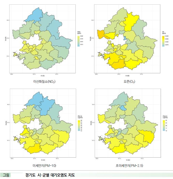 경기도 시군별 대기오염지도