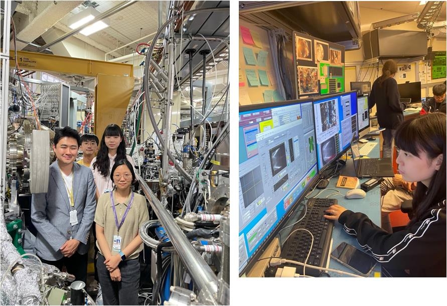 미국 LBNL ALS서 연구하는 연구팀(오른쪽은 연구 1저자인 박수빈 석박사통합과정)
