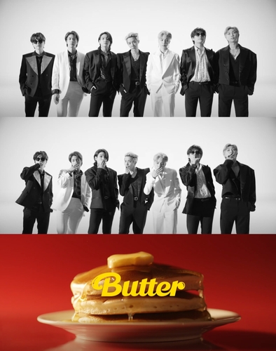 La imagen, proporcionada por Big Hit Music, muestra imágenes del vídeo promocional del próximo sencillo de BTS, titulado "Butter", que fue desvelado el 19 de mayo de 2021. (Prohibida su reventa y archivo)