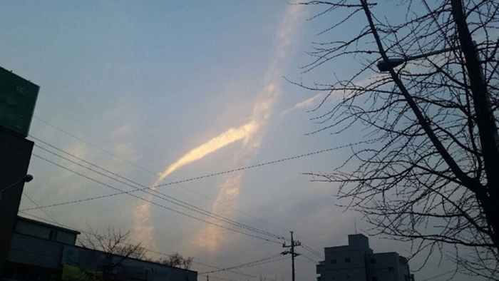 세월호 인양날 원주 하늘에 '리본 구름'