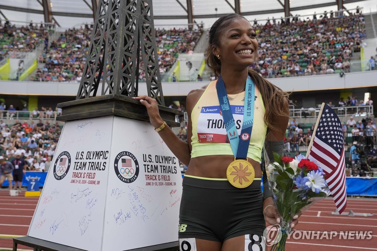 토머스, 파리 올림픽 미국 대표 선발전 여자 200ｍ 우승