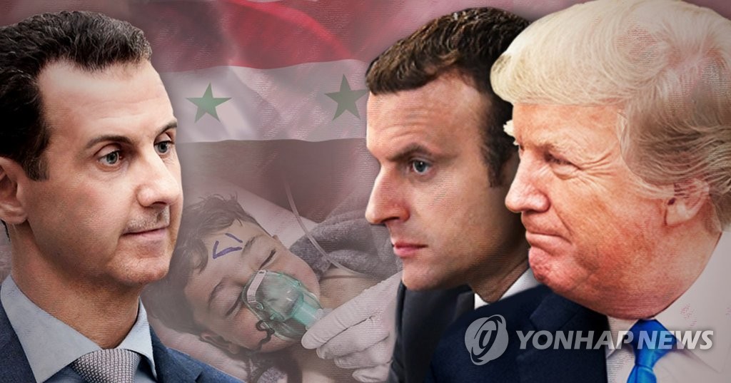 마크롱·트럼프, 시리아 화학무기 사용 공동대응 합의(PG)