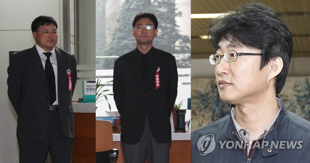 YTN 해직기자 3명(왼쪽부터 조승호, 현덕수, 노종면 기자)