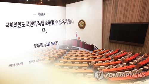 국회 파행 장기화에…힘 받는 '국회의원 국민소환제' (CG)