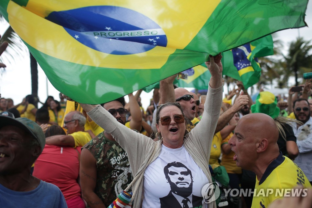브라질 대선 결선투표 앞두고 극우 후보 지지 시위