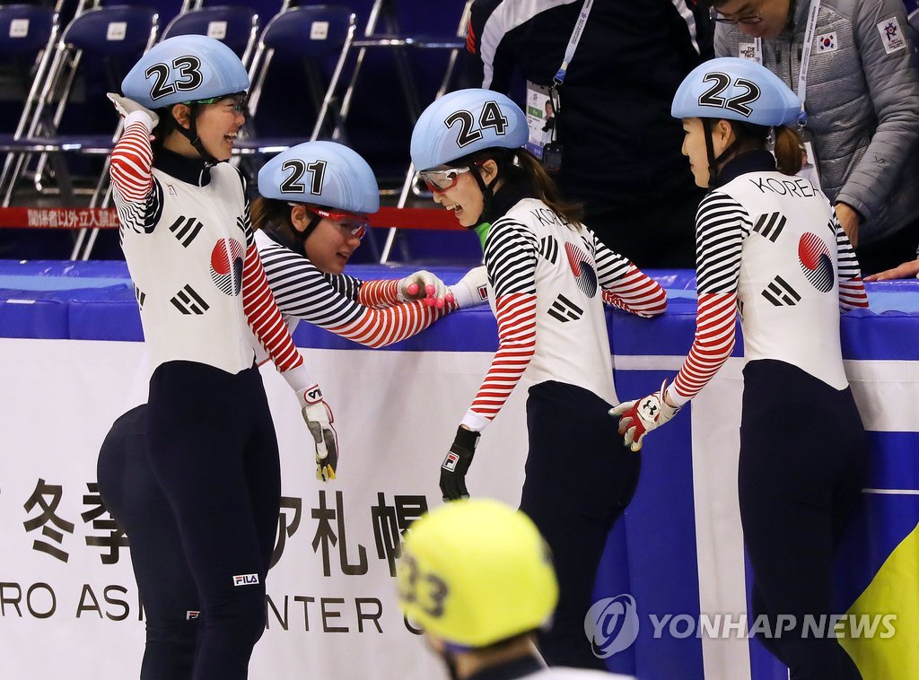 삿포로 동계아시안게임에 출전했던 여자 쇼트트랙 대표팀 선수들.[연합뉴스 자료사진]