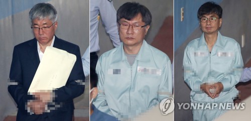 공판 출석하는 문화계 블랙리스트 3인방
