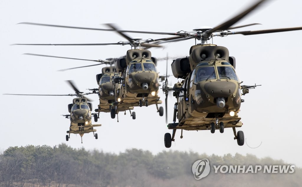 This undated file photo shows indigenous Surion utility helicopters that South Korea has developed. (Yonhap)