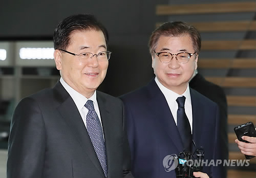 정의용 청와대 국가안보실장(왼쪽)과 서훈 국가정보원장 [연합뉴스 자료사진