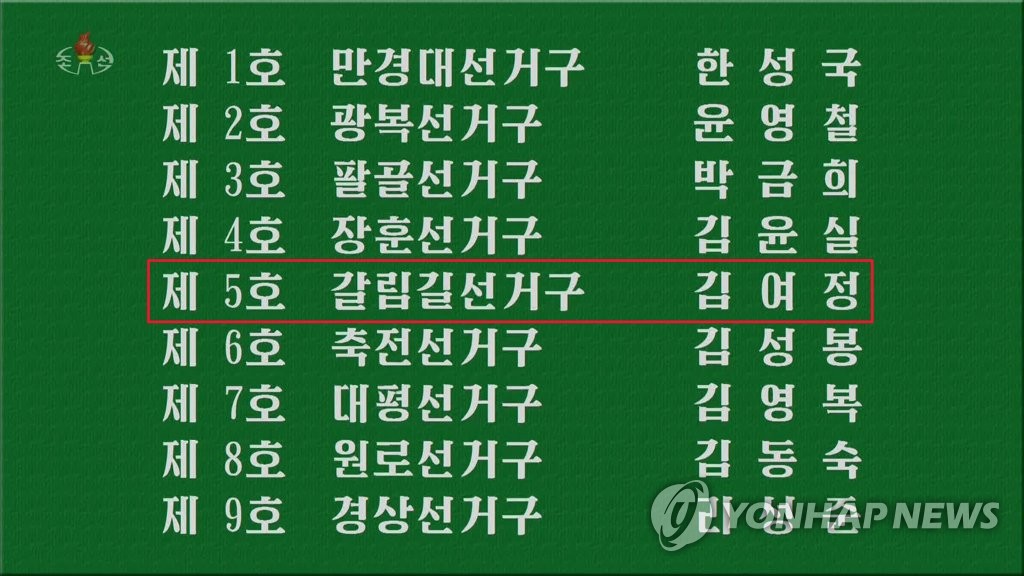 김여정 제1부부장, 14기 최고인민회의 대의원에 당선