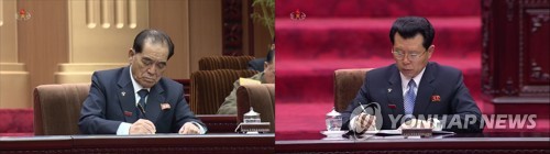 김정은 시정연설 경청하는 박봉주와 김재룡