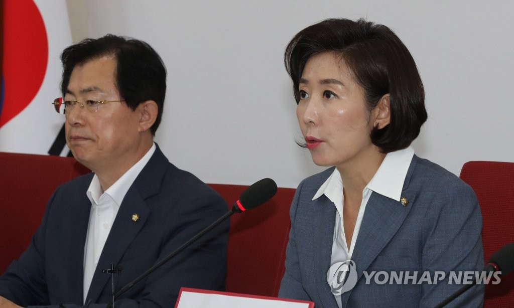 북한 미사일 발사 관련 긴급 브리핑하는 나경원