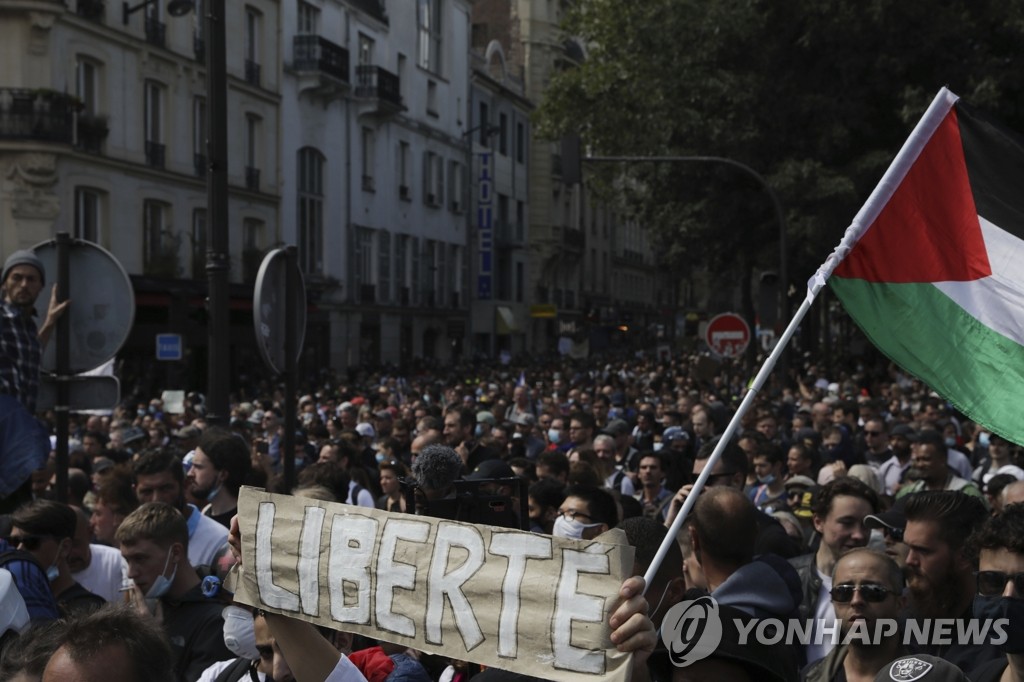 프랑스서 3주째 이어지는 "백신 여권 반대" 시위