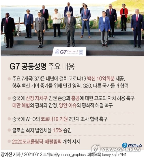  G7 공동성명 주요 내용