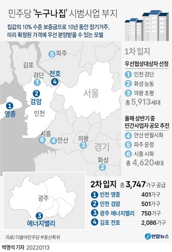 [그래픽] 민주당 '누구나집' 시범사업 부지