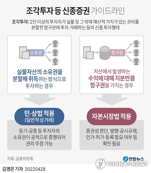 [그래픽] 조각투자 등 신종증권 가이드라인
