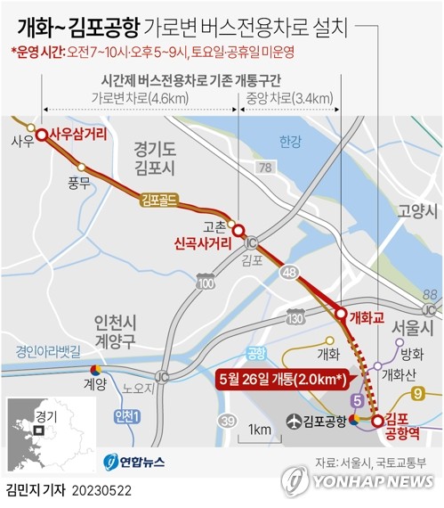 [그래픽] 개화~김포공항 가로변 버스전용차로 설치