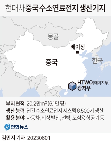 [그래픽] 현대차 중국 수소연료전지 생산기지